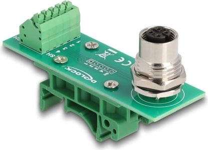 Attēls no Delock M12 Transfer Module Adapter A-coded 4 pin female to 5 pin terminal block for DIN rail