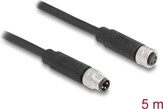 Picture of Delock M8 3 pin Cable A-coded male to female PUR (TPU) 5 m
