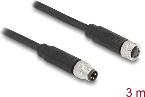Picture of Delock M8 A-coded 3 pin Cable male to female PUR (TPU) 3 m