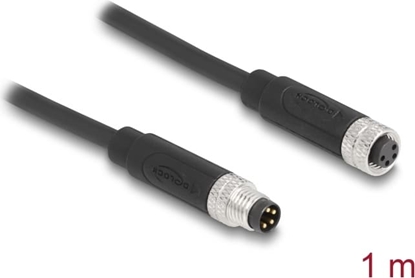 Attēls no Delock M8 A-coded 4 pin Cable male to female PUR (TPU) 1 m
