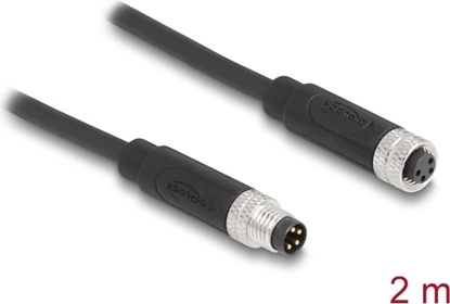 Attēls no Delock M8 A-coded 4 pin Cable male to female PUR (TPU) 2 m