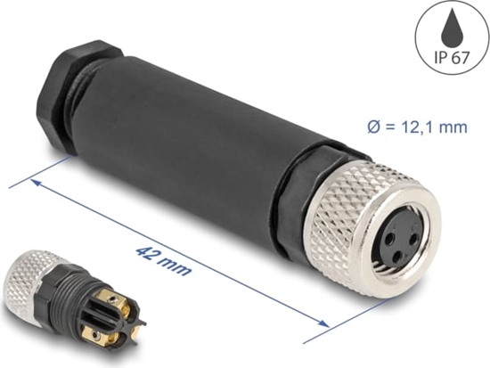 Picture of Delock M8 Connector A-coded 3 pin female for mounting with screw connection