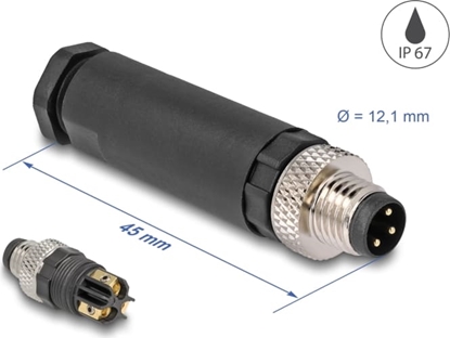 Attēls no Delock M8 Connector A-coded 3 pin male for mounting with screw connection