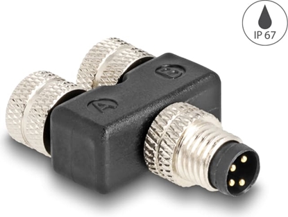 Attēls no Delock M8 Y-Splitter A-coded 4 pin 1 x male to 2 x female parallel connection