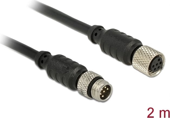 Picture of Delock M8 sensor / actuator extension cable M8 6 Pin male to M8 6 Pin female waterproof 2 m