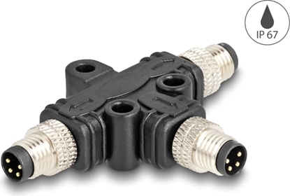 Attēls no Delock M8 T-Splitter A-coded 4 pin 1 x male to 2 x male parallel connection