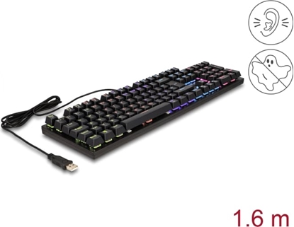 Picture of Delock Mechanical USB Gaming Keyboard wired 1.6 m black with RGB illumination