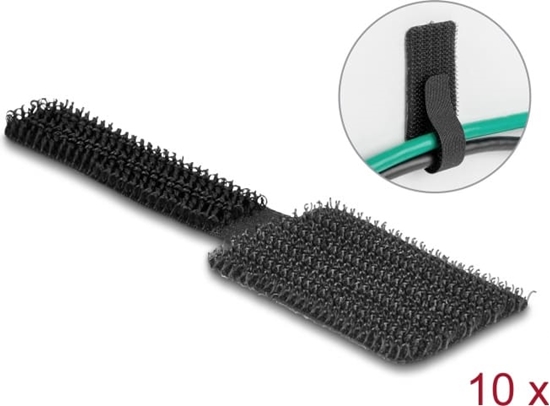 Picture of Delock Mini Hook-and-Loop Cable Holder L 90 mm x W 24 mm self-adhesive 10 pieces black