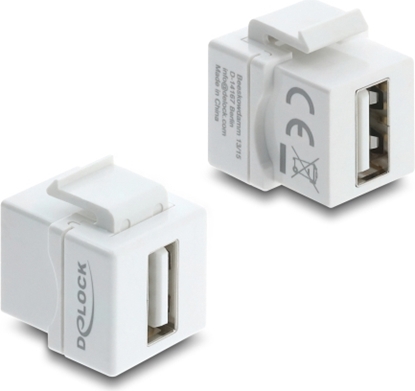 Picture of Delock Mini Keystone Module Coupler USB 2.0 Type-A female to USB 2.0 Type-A female white