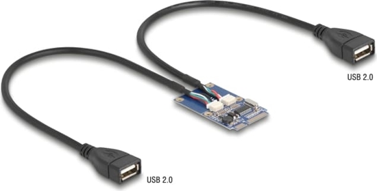 Picture of Delock Mini PCIe Adapter full size to 2 x USB 2.0 Type-A female 30 cm