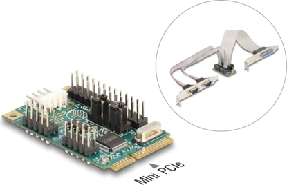 Picture of Delock Mini PCIe I/O PCIe full size 1 x Parallel, 2 x Serial RS-232 with voltage supply 5 V / 12 V