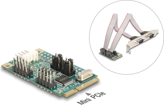 Picture of Delock Mini PCIe I/O PCIe full size 2 x Serial RS-232 with voltage supply 5 V / 12 V