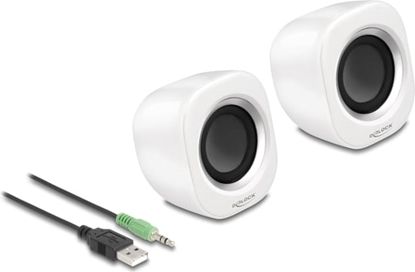 Picture of Delock Mini Stereo PC Speaker with 3.5 mm stereo jack male and USB powered white