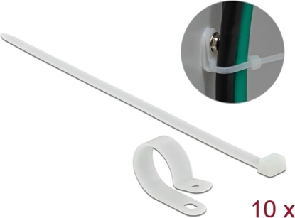 Picture of Delock Mounting Clamp 25.4 mm with Cable Tie L 300 x W 7,2 mm white