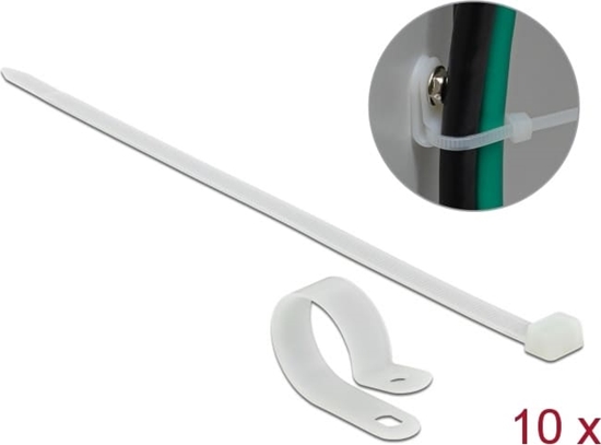Picture of Delock Mounting Clamp 25.4 mm with Cable Tie L 300 x W 7,2 mm white