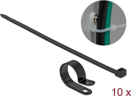 Picture of Delock Mounting Clamp 25.4 mm with Cable Tie L 300 x W 7.2 mm black