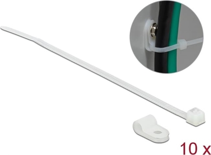 Picture of Delock Mounting Clamp 4.8 mm with Cable Tie L 150 x W 2.5 mm white