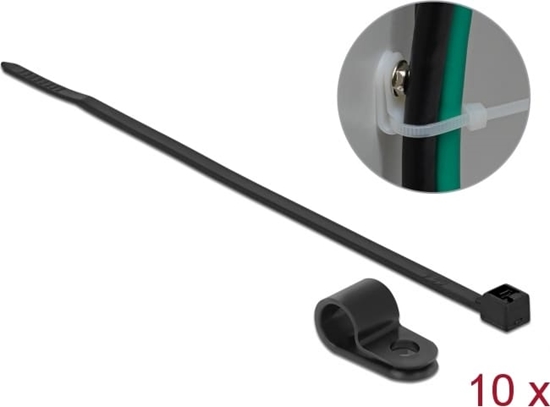 Picture of Delock Mounting Clamp 9.5 mm with Cable Tie L 200 x W 4.8 mm black
