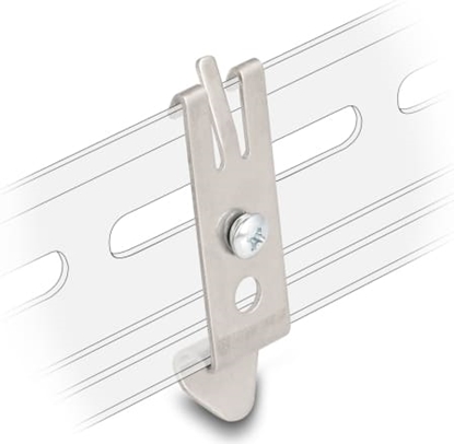 Picture of Delock Mounting holder for 35 mm DIN rail with 2 fixing holes and T3 self-tapping fixing screw
