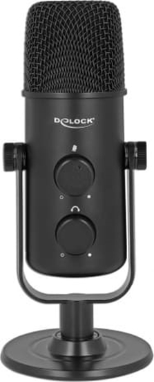 Picture of Delock Multifunctional Dual Capsule USB Microphone with 3.5 mm Stereo Headphone Jack and Volume Control + Quick-Mute Funktion