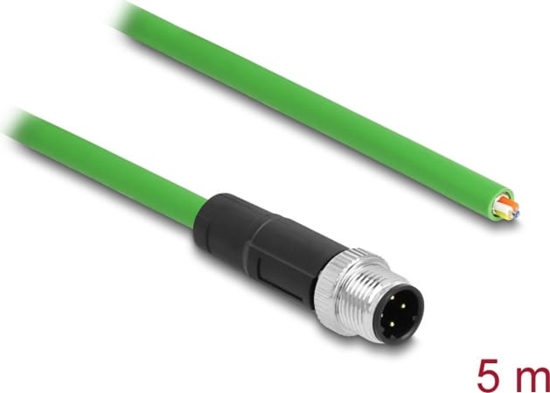 Picture of Delock Network cable M12 4 pin D-coded to open wire ends TPU 5 m