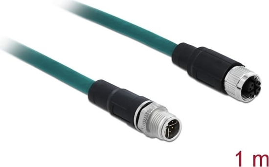 Picture of Delock Network cable M12 8 pin X-coded male to female PUR (TPU) 1 m