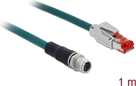 Picture of Delock Network cable M12 8 pin X-coded to RJ45 plug PVC 1 m