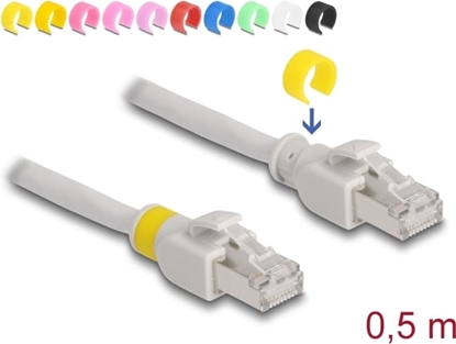Picture of Delock Network cable RJ45 Cat.6A S/FTP with colored clips 0.5 m