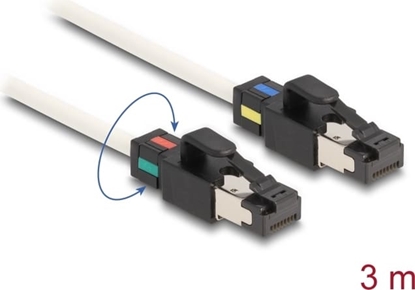 Picture of Delock Network Cable RJ45 plug to plug Cat.6A S/FTP with rotatable colour clips 3 m white