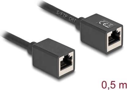Picture of Delock Network Extension Cable Coupler RJ45 jack to RJ45 jack Cat.6A S/FTP 0.5 m black