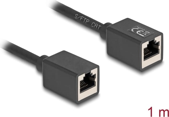 Picture of Delock Network Extension Cable Coupler RJ45 jack to RJ45 jack Cat.6A S/FTP 1 m black