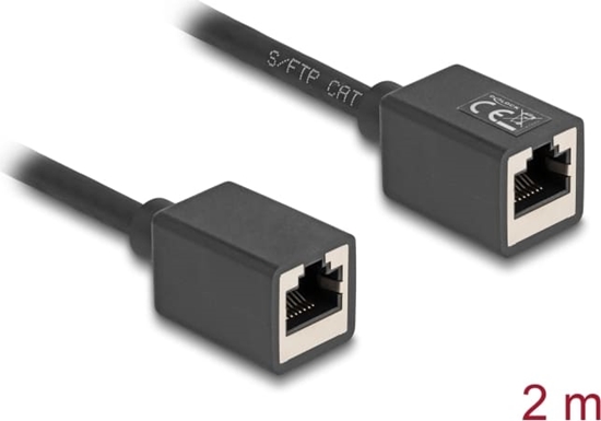 Picture of Delock Network Extension Cable Coupler RJ45 jack to RJ45 jack Cat.6A S/FTP 2 m black