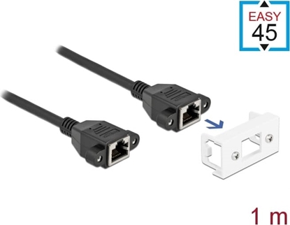Picture of Delock Network Extension Cable for Easy 45 Module S/FTP RJ45 jack to RJ45 jack Cat.6A 1 m black