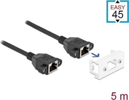 Picture of Delock Network Extension Cable for Easy 45 Module S/FTP RJ45 jack to RJ45 jack Cat.6A 5 m black