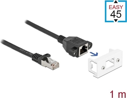 Picture of Delock Network Extension Cable for Easy 45 Module S/FTP RJ45 plug to RJ45 jack Cat.6A 1 m black