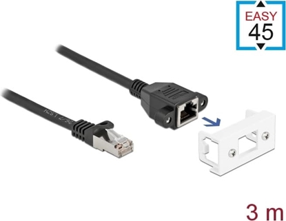 Picture of Delock Network Extension Cable for Easy 45 Module S/FTP RJ45 plug to RJ45 jack Cat.6A 3 m black