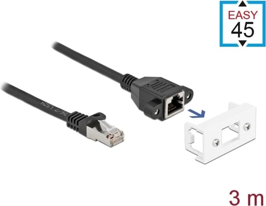 Picture of Delock Network Extension Cable for Easy 45 Module S/FTP RJ45 plug to RJ45 jack Cat.6A 3 m black