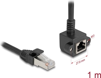 Picture of Delock Network Extension Cable RJ45 plug to RJ45 jack 90° angled Cat.6 F/UTP 1 m black