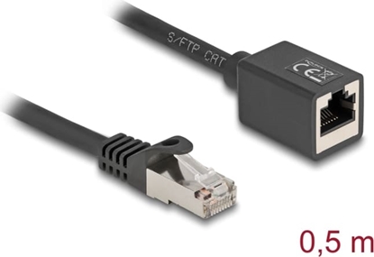 Picture of Delock Network Extension Cable RJ45 plug to RJ45 jack Cat.6A S/FTP 0.5 m black