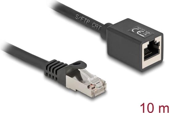 Picture of Delock Network Extension Cable RJ45 plug to RJ45 jack Cat.6A S/FTP 10 m black