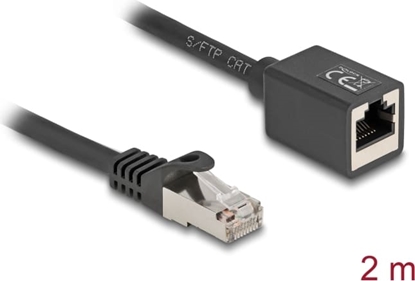 Attēls no Delock Network Extension Cable RJ45 plug to RJ45 jack Cat.6A S/FTP 2 m black