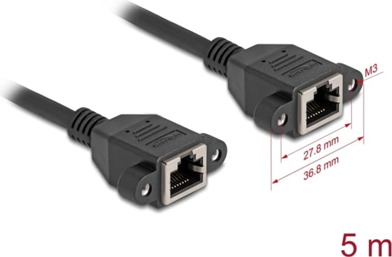 Picture of Delock Network Extension Cable S/FTP RJ45 jack to RJ45 jack Cat.6A flat design 5 m black