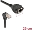 Изображение Delock Network Extension Cable S/FTP RJ45 plug 90° angled to RJ45 built-in jack Cat.6A 0.25 m black