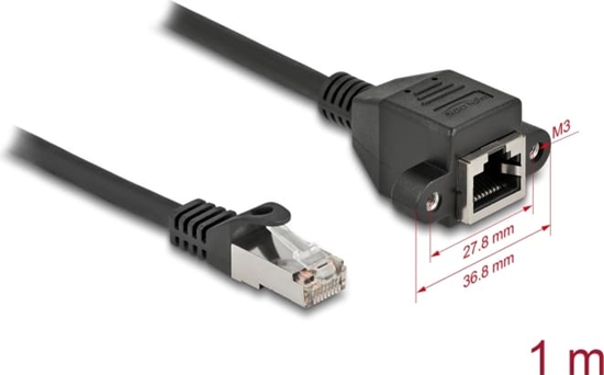 Picture of Delock Network Extension Cable S/FTP RJ45 plug to RJ45 jack Cat.6A 1 m black