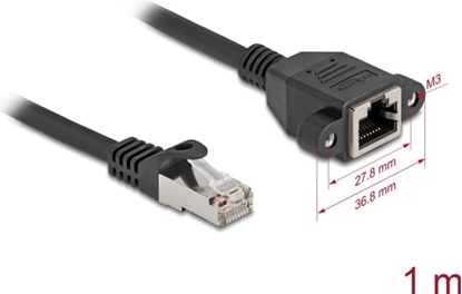Picture of Delock Network Extension Cable S/FTP RJ45 plug to RJ45 jack Cat.6A 1 m flat design black