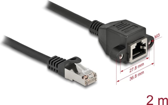 Picture of Delock Network Extension Cable S/FTP RJ45 plug to RJ45 jack Cat.6A 2 m black