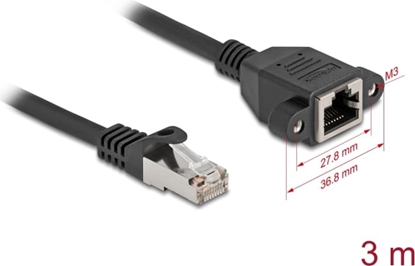 Picture of Delock Network Extension Cable S/FTP RJ45 plug to RJ45 jack Cat.6A 3 m flat design black