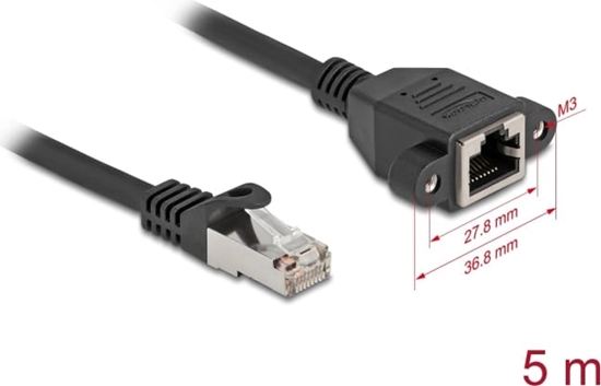 Picture of Delock Network Extension Cable S/FTP RJ45 plug to RJ45 jack Cat.6A 5 m flat design black
