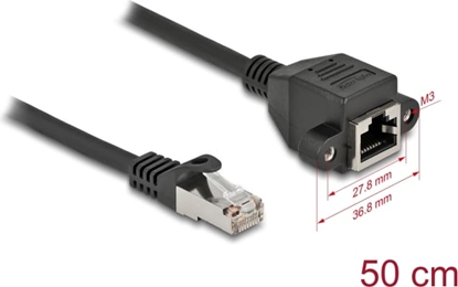 Picture of Delock Network Extension Cable S/FTP RJ45 plug to RJ45 jack Cat.6A 50 cm black