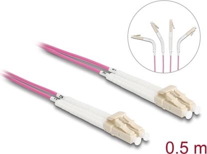 Picture of Delock Optical Fiber Cable LC Duplex to LC Duplex Multi-mode OM4 angled 0.5 m